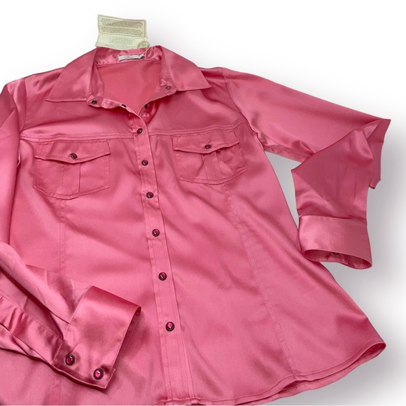 Silk & Cashmere Pure Silk Long Sleeve Western Style Shirt - Picture 8 of 13